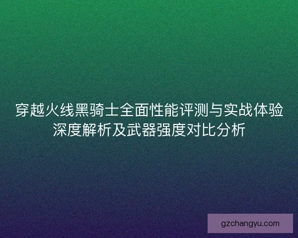 穿越火线黑骑士全面性能评测与实战体验深度解析及武器强度对比分析