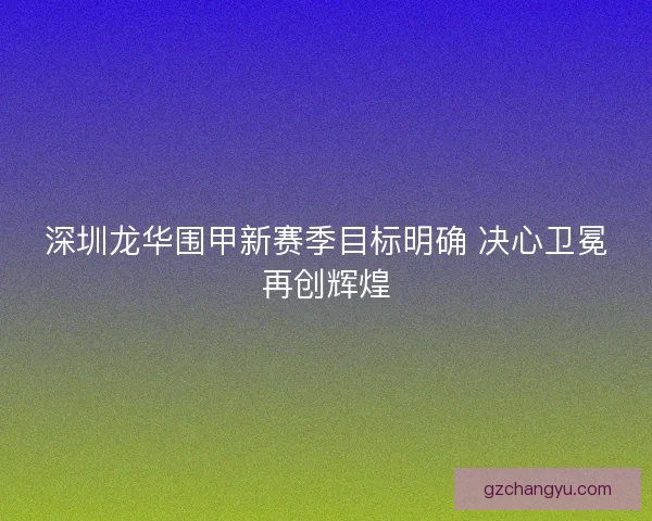 深圳龙华围甲新赛季目标明确 决心卫冕再创辉煌